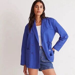 NEW MADEWELL Blazer Womens MEDIUM Blue Crossover Regenerative Chino Relaxed $138